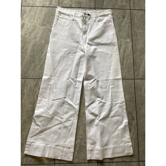 J. Crew NWT Wide Leg Trousers High Rise Cotton White 32 - Picture 1 of 6